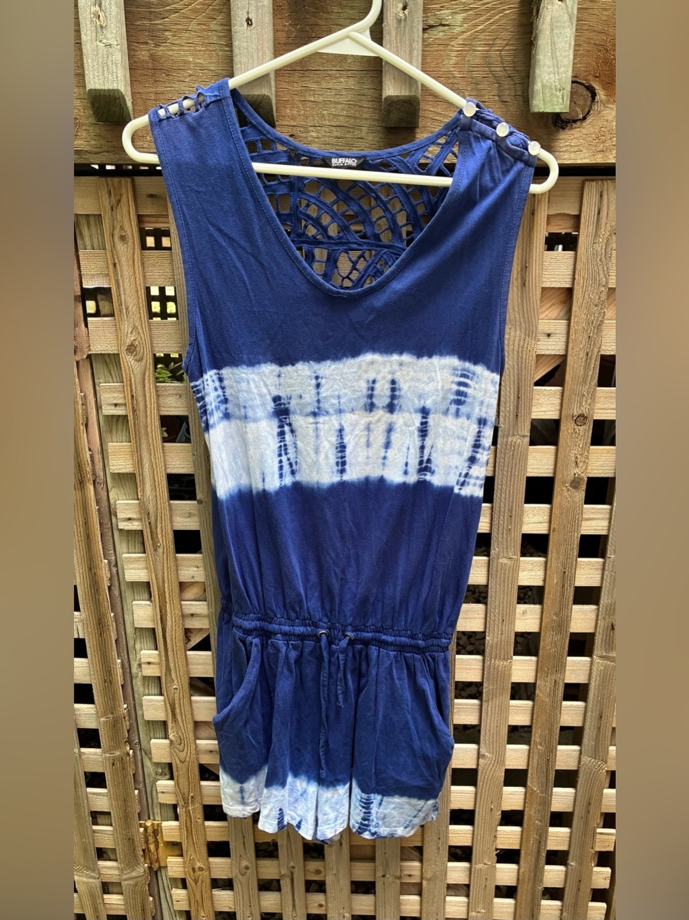 Buffalo David Bitton Navy and White Tie-Dye One-Piece Romper